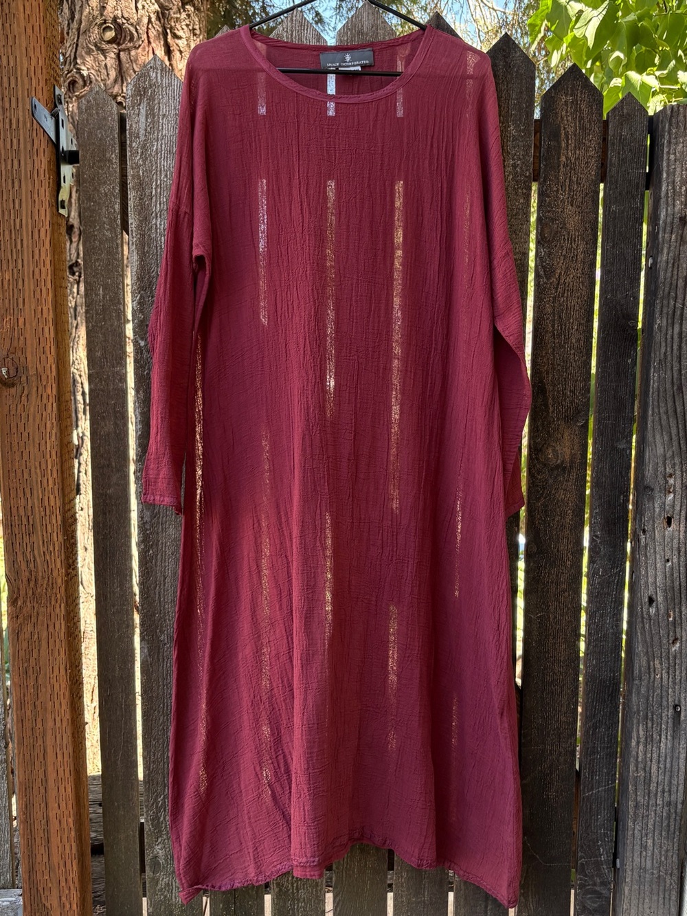 Shack Incorporated 100% Cotton Gauze Sheer Dress In Rosie Red Sz S/M